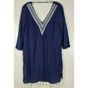 Kona‎ Sol Embroidered V-Neck Swim Cover Up Dress S